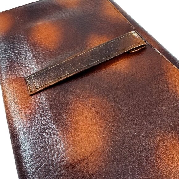 Art Deco Tooled Leather Clutch with Wrist Strap Steerhide Cameo Quality Vintage - Picture 3 of 12